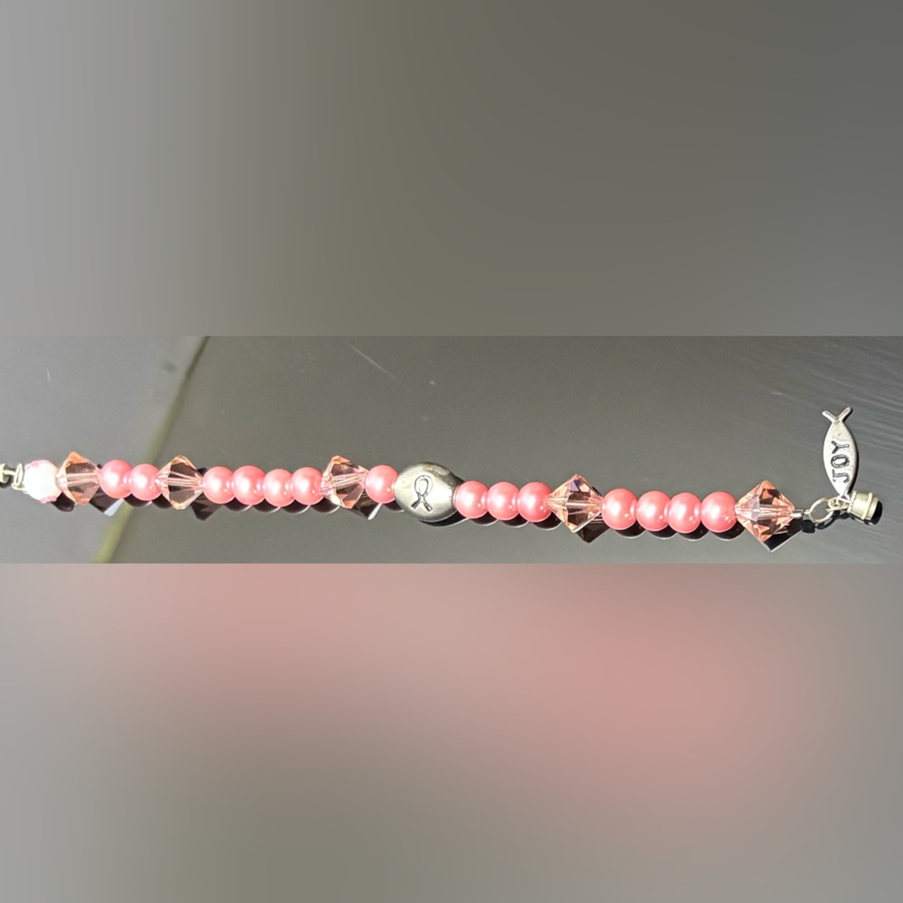 Pink Pearl & Crystal “Joy” Bracelet – Faith-Inspired